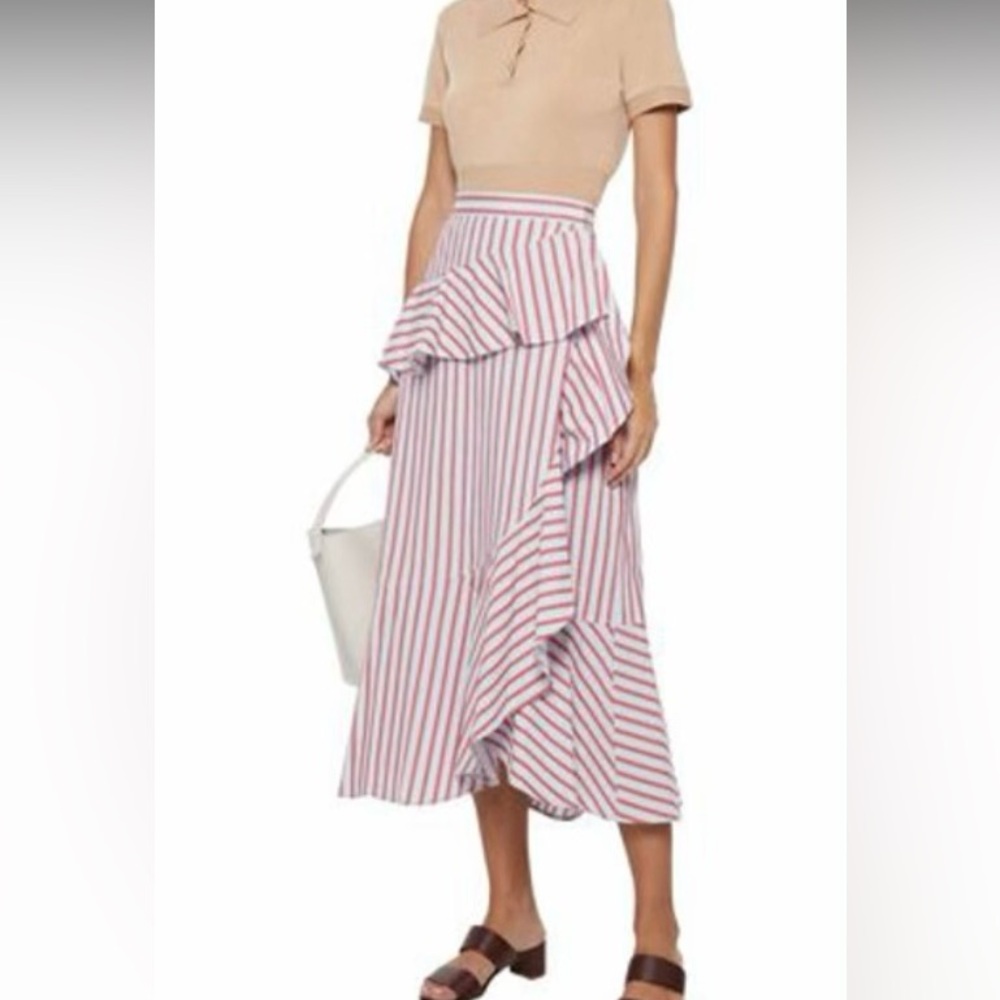 Derek Lam 10 Crosby stripe poplin wrap skirt